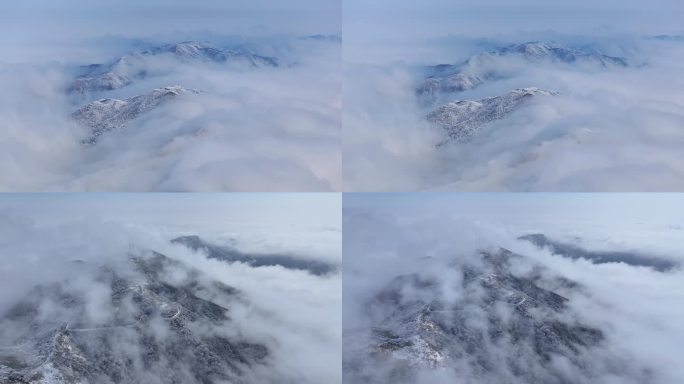 4K 冬天云雾缭绕的雷公山雪景17