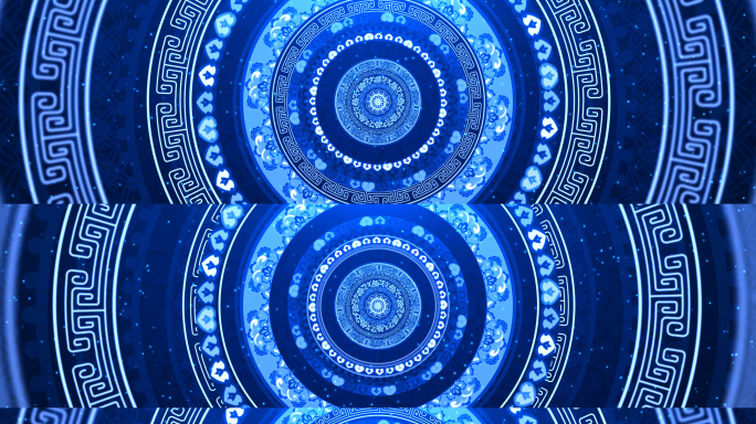 中国风蓝色花纹舞台背景8k