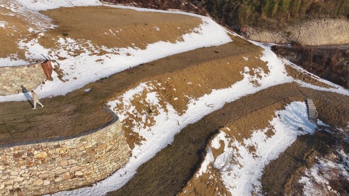 台州温岭石塘奢野既来民宿雪景航拍