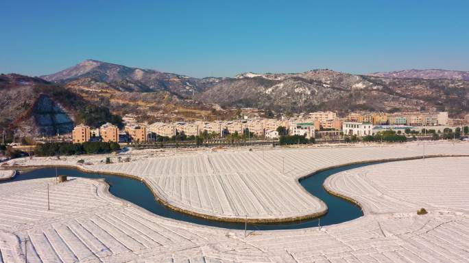 航拍  实拍视频 冬天南方城乡雪景