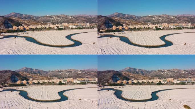 航拍  实拍视频 冬天南方城乡雪景