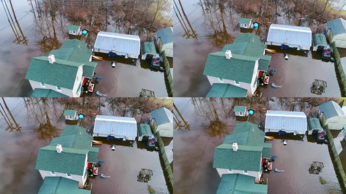 飓风佛罗伦萨洪水船搜索和救援队救灾飓风风暴住宅无人机