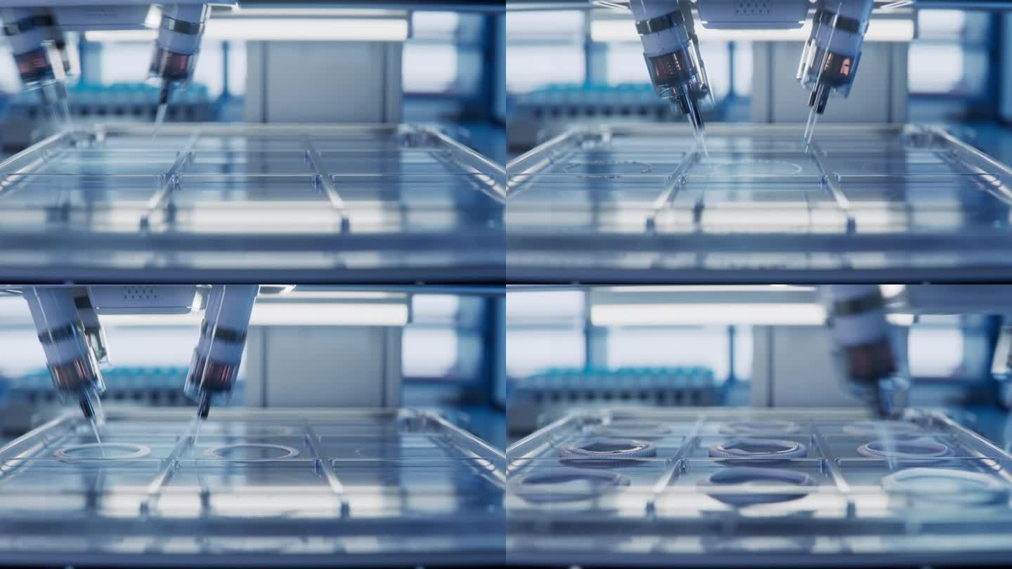 生物打印技术概念。用生物聚合物生产人工心脏瓣膜的先进医疗打印机。未来实验室。实验室人工培养有机组织的