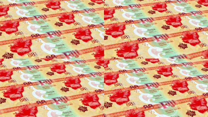 斐济斐济元88钞票印钞厂，印刷斐济元，印刷机印刷出斐济元，由货币印刷机印刷88斐济元钞票观察和储备面