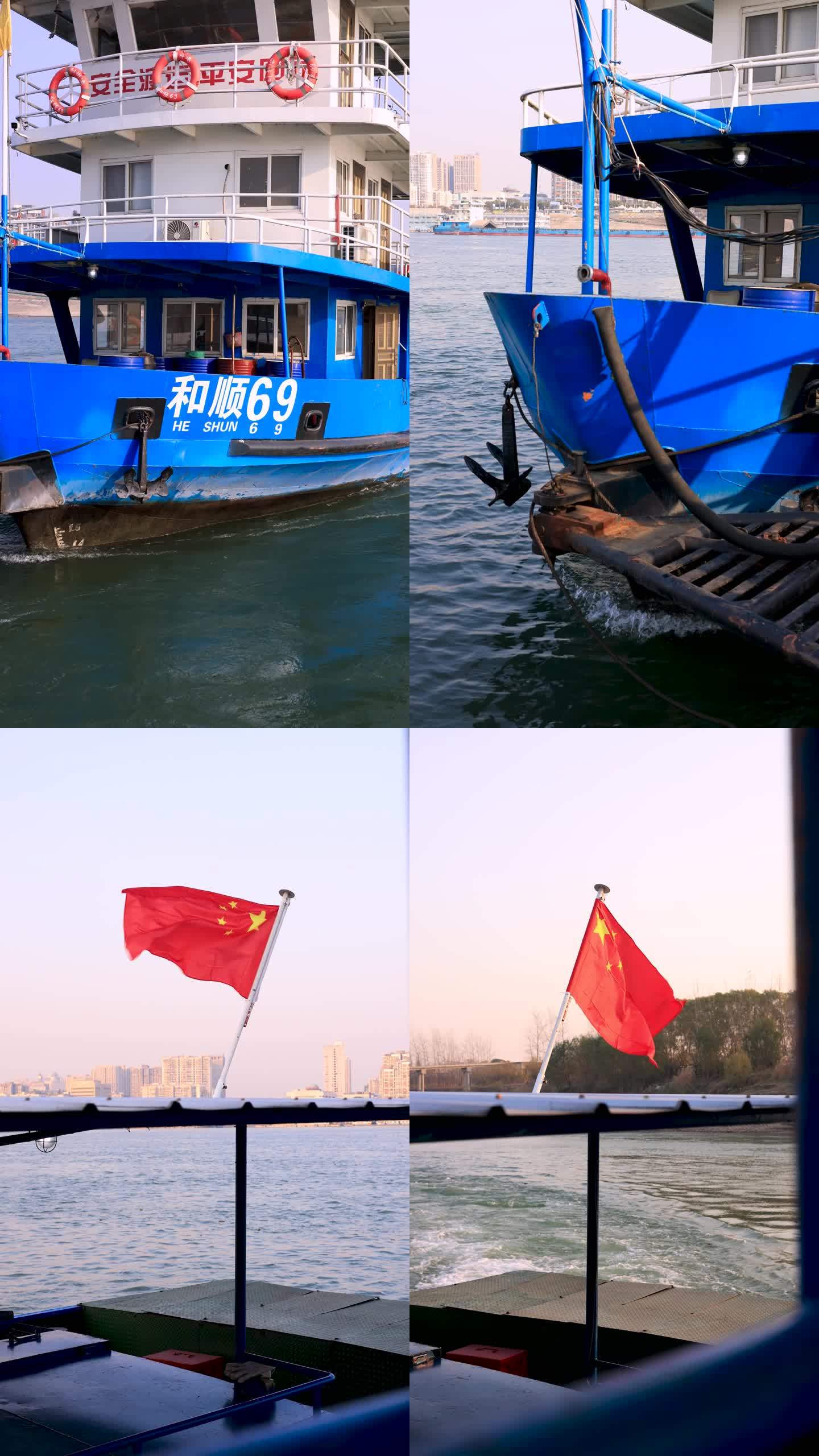 荆州轮渡码头 摆渡船过江 江面波光粼粼