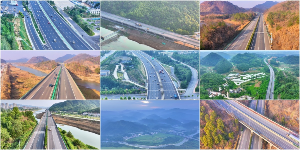 中国高速公路 航拍高速 快速通道运输道路