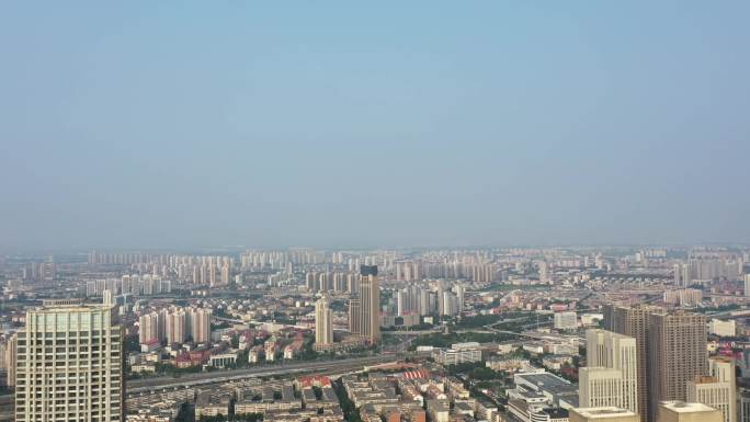 无人机俯视天津市区