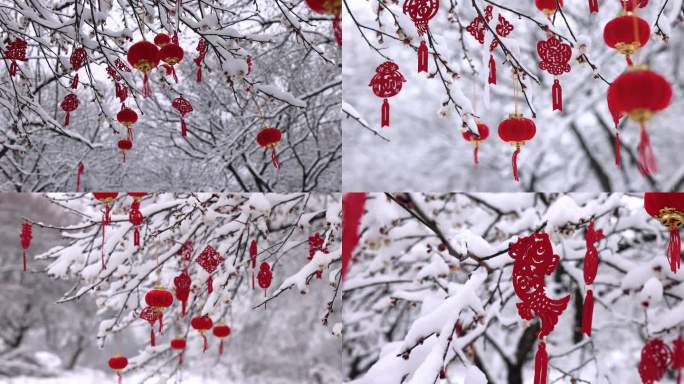 冬天雪景新年气氛挂件贺新春