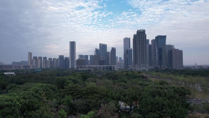 佛山新城建筑群 佛山公园航拍