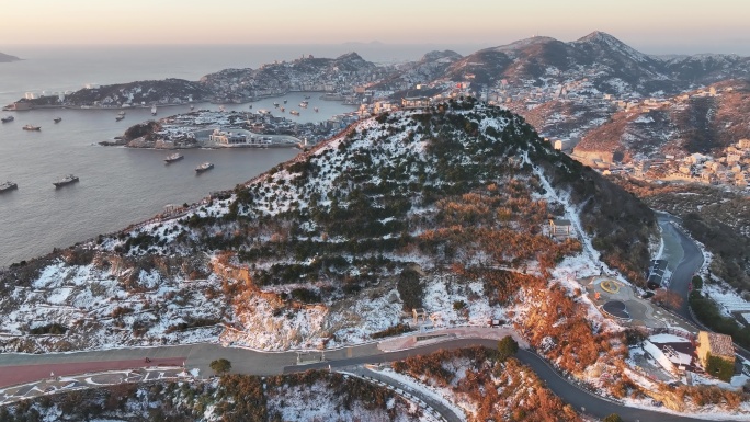 台州温岭石塘雪景航拍