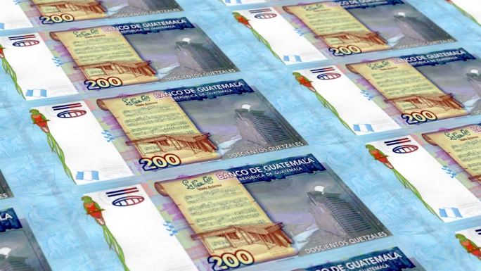 危地马拉Quetzal 200钞票货币印刷厂，印刷200危地马拉Quetzal，印刷机印刷危地马拉Q