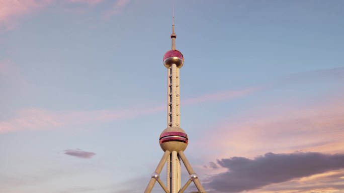 上海地标黄昏晚霞东方明珠广播电视塔