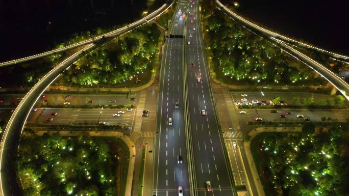 杭州萧山区市心北路立交桥高架桥夜景