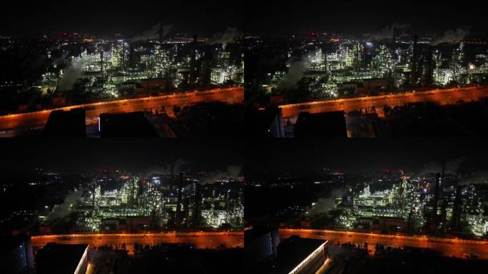 济南工厂夜景4k原画视频城市环境素材