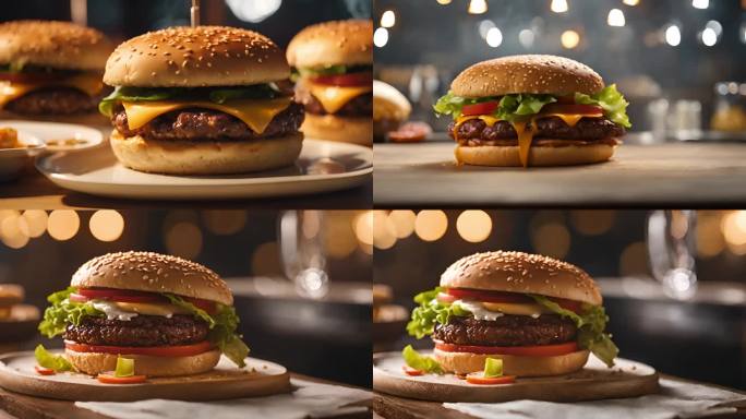 美食摄影汉堡汉堡包牛肉汉堡