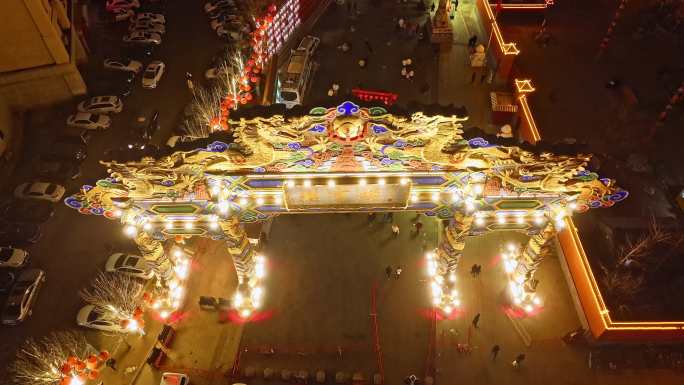 【合集】辽宁沈阳北市场夜景传统古建筑航拍