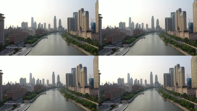 无人机拍摄天津海河两岸