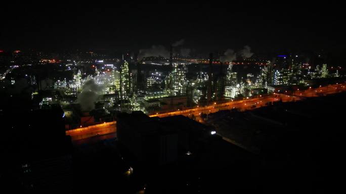 济南工厂夜景4k原画视频城市环境素材