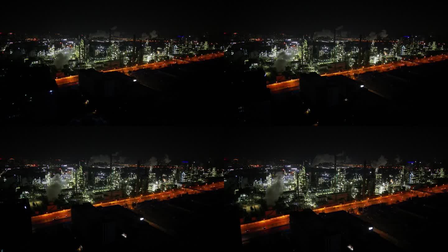 济南工厂夜景4k原画视频城市环境素材