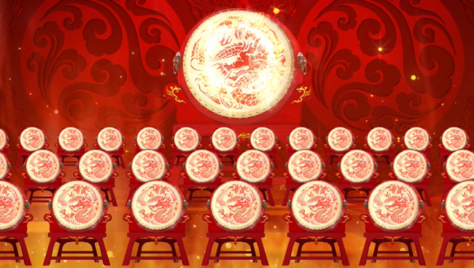 震撼舞台晚会威风大鼓开场LED视频