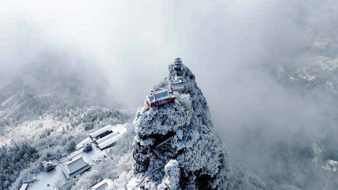 宜昌天柱山雪景无人机一镜到底