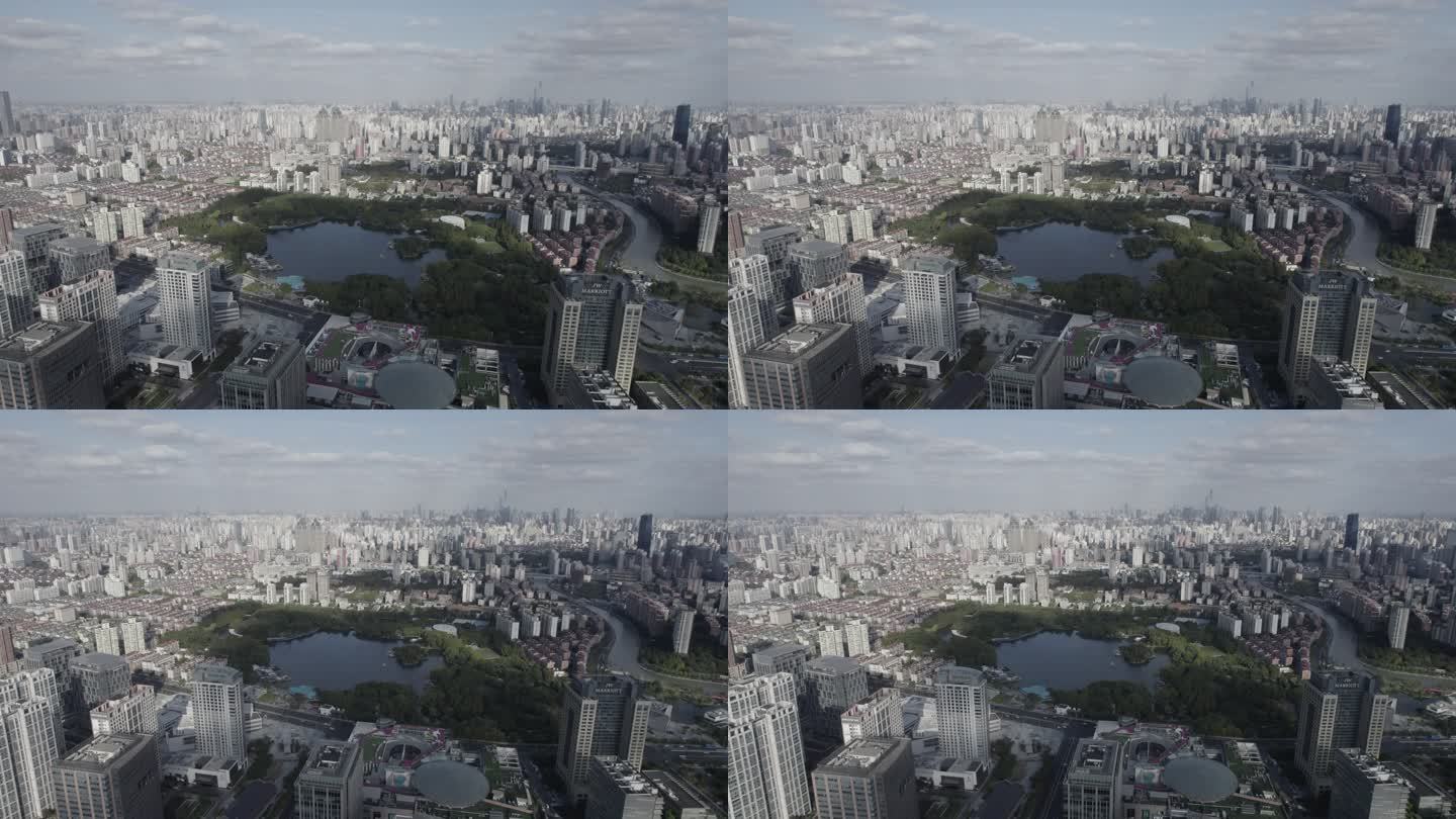上海长宁区航拍4K素材 长风公园