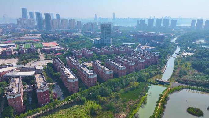 江西南昌航空大学前湖校区校园航拍风景风光