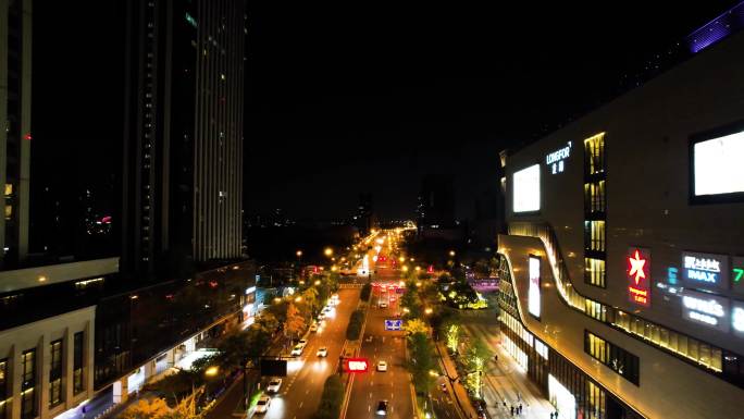 杭州钱塘新区高沙路车辆车流夜景航拍4