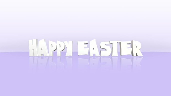 浮动白色复活节快乐文字在紫色的背景