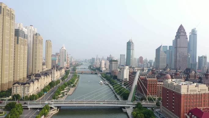 无人机拍摄天津海河两岸