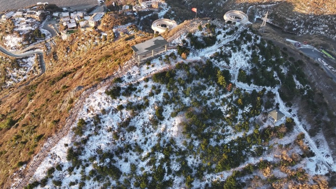 台州温岭石塘雪景航拍