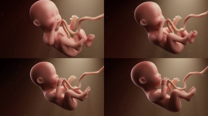 羊水中的胎儿在孕妇肚子里的婴儿宝宝