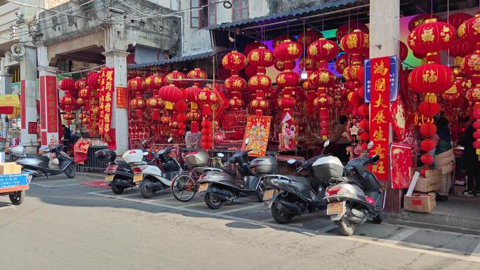 4k60P 春节新年 街头人群 传统挂饰