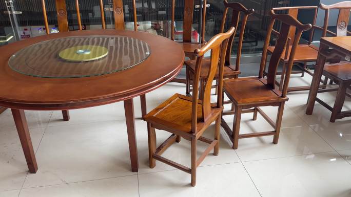 4K原创 红木餐桌餐椅