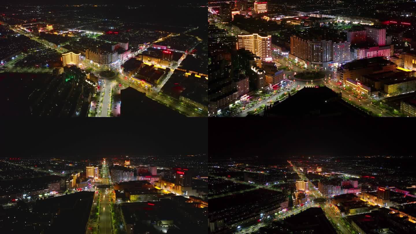 惠农城市夜景延时车流航拍集合