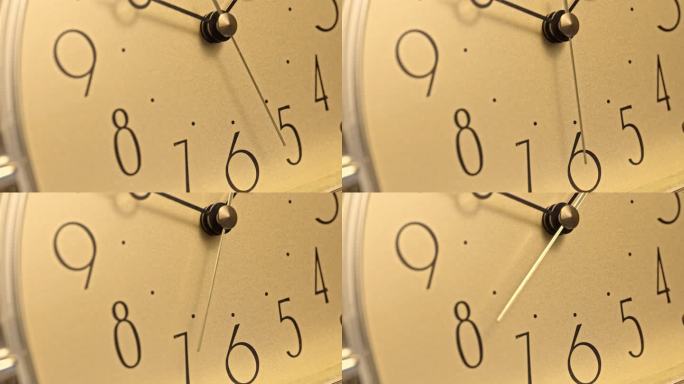 金色复古时钟时针分钟秒钟指针转动特写
