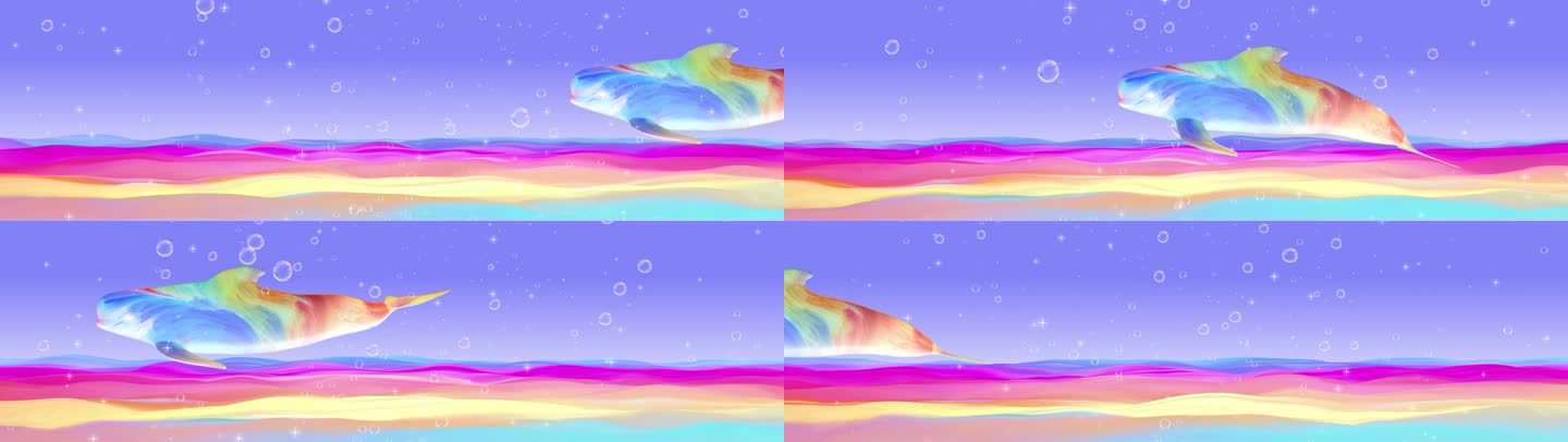 宽屏-卡通彩色海洋海豚-1