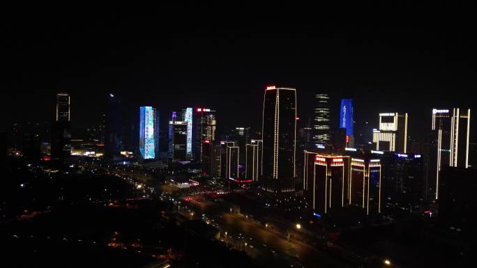 济南奥体夜景灯光城市高楼环境拍摄原画素材