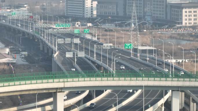 济宁城市高架桥立交桥道路航拍实拍4K