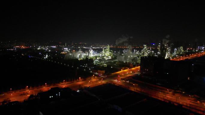 济南工厂夜景4k原画视频城市环境素材