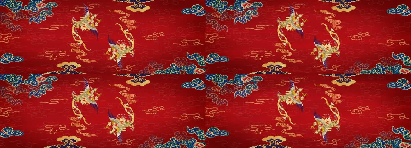 中式布料凤凰花纹