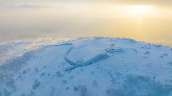 唯美冬天雪景树林雾凇