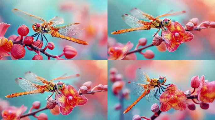 蜻蜓昆虫翅膀花卉花朵春天万物复苏惊蛰鲜花