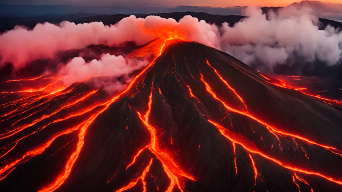 4K火山岩浆爆发喷发