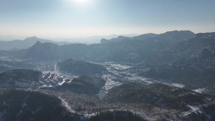 台州温岭大溪山脉雪景航拍