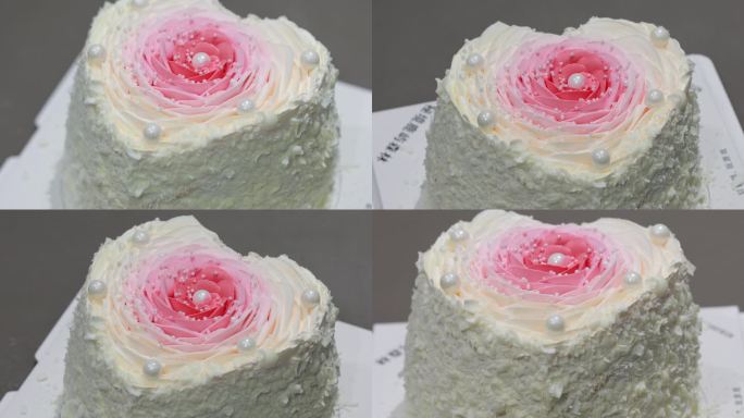 唯美爱心形玫瑰蛋糕 情人节鲜花蛋糕旋转