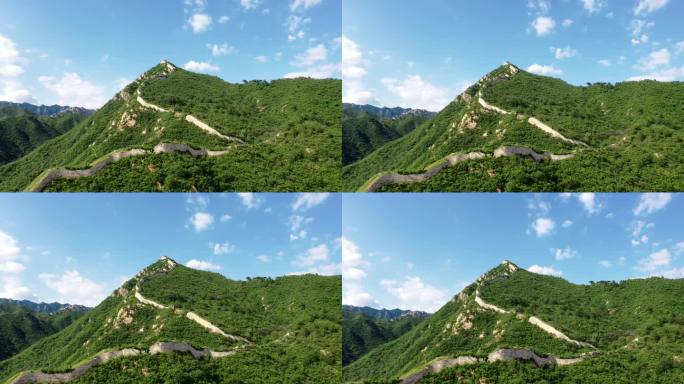 航拍白云下的万里长城