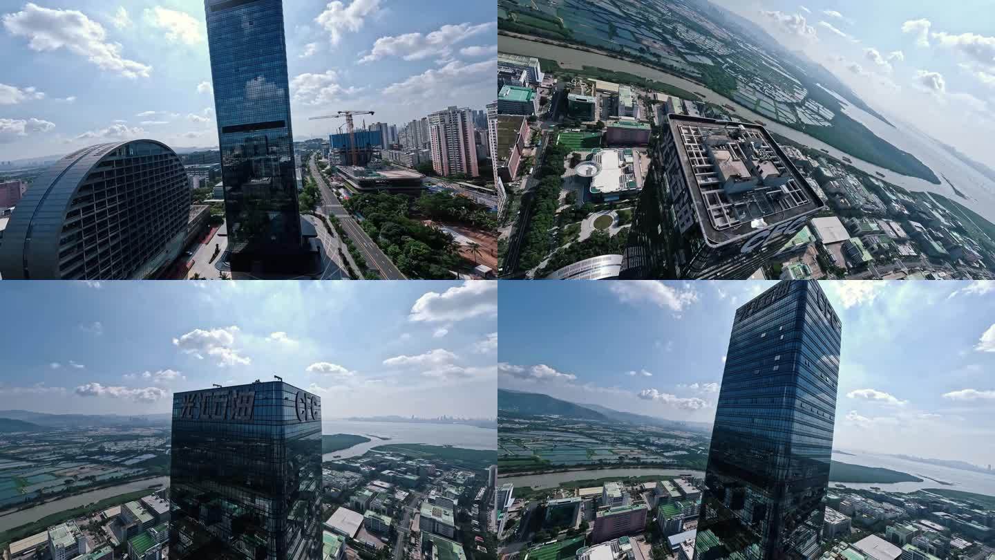 深圳CFC长富金茂中心写字楼穿越机航拍