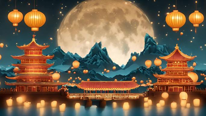 汉唐宫殿国潮山水大唐盛世长安中秋动画
