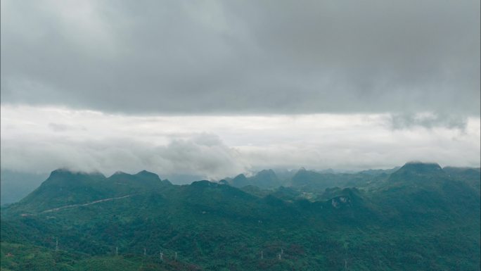 雨天 延时 青山 云流